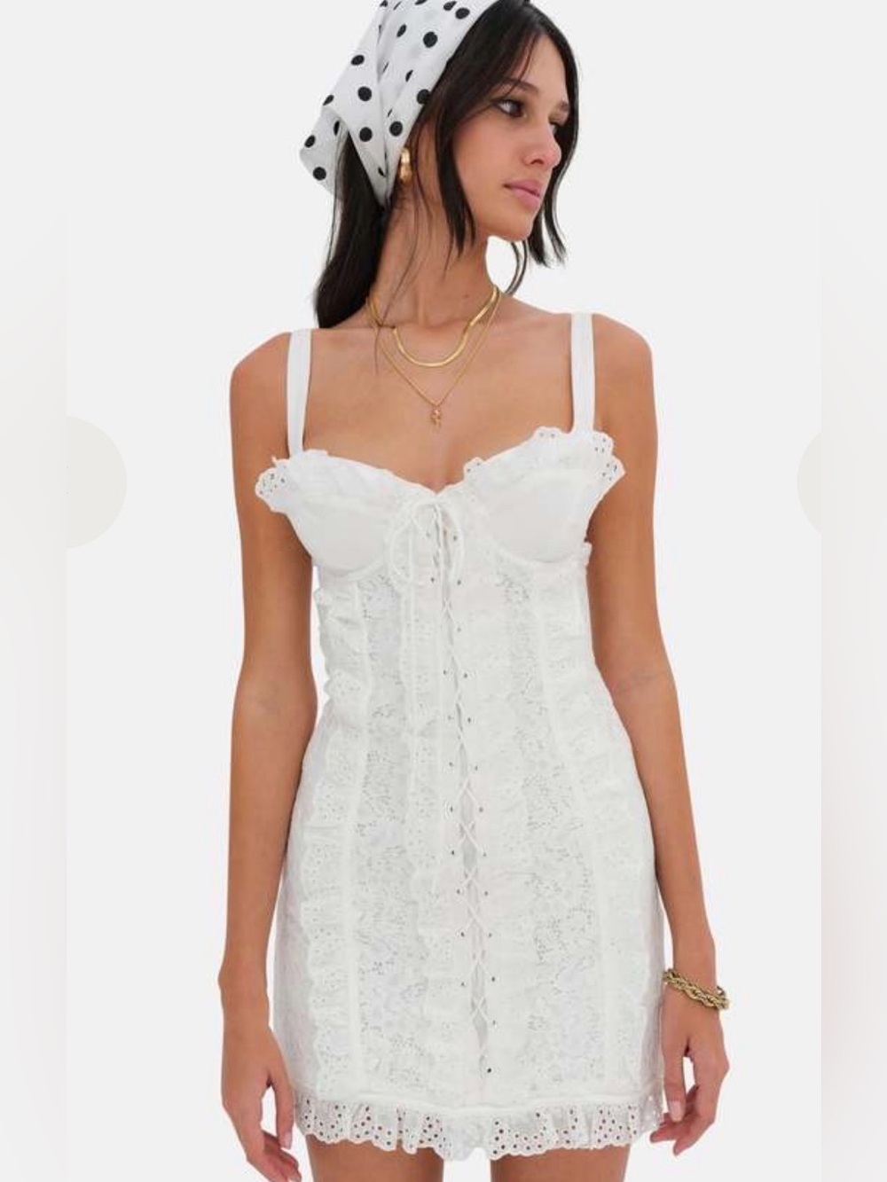 NWT For Love & Lemons Mandy Mini Dress in White Sz Xs